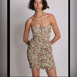 NWT Sabina Musayev Kent Mini Dress, Size Medium floral design corset